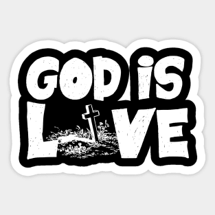 God Is Love With Cross Design Sticker